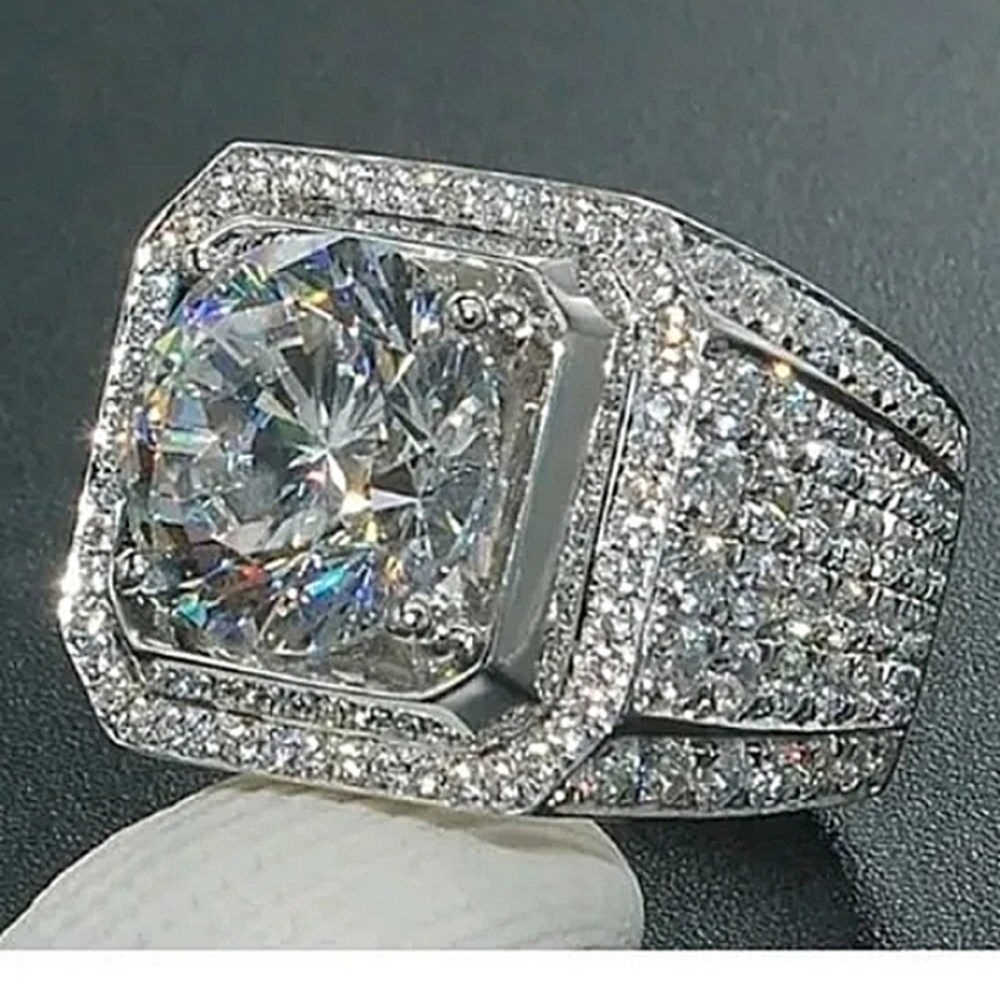 COPY - COPY - Men's jewelry ring size 8 sterling silver CZ stones